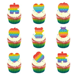 24 stuks papieren cupcake toppers model pop-it