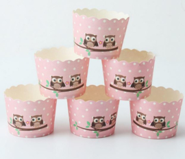 50 stuks cupcake omslagen roze uil