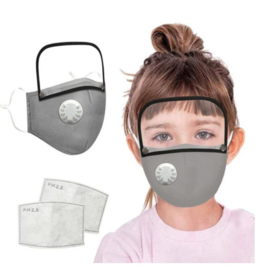 Mondmasker met spatschempje voor kinderen grijs - wasbaar - herbruikbaar