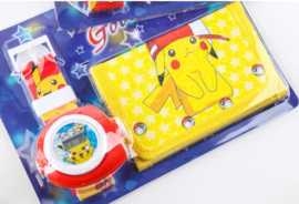 Cadeauset Pokemon horloge digitaal/ projectie + portemonnee
