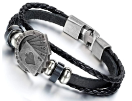 Herenarmband kaartspel imitatie leer