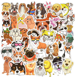 50 stuks stickers honden 4 tot 8 cm