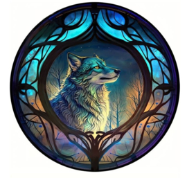 Diamond Painting - hobbypakket rond wolf 30x30 cm (ronde steentjes)