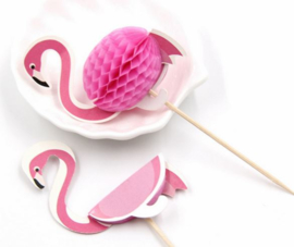 20 stuks cupcake toppers flamingo / ananas