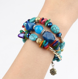 Armband 3-lagen vintage multicolor