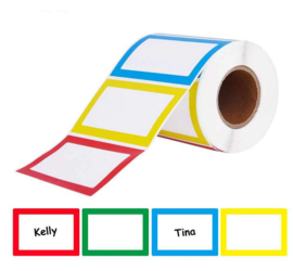 150 stuks naam stickers op rol - multicolor - 8.9x5.7 cm