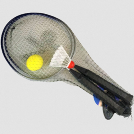 Badminton set - 2 x racket + balletje + shuttle 44 x 20,5 cm