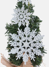 18 stuks kerstboom hangers sneeuwvlokken zilverkleur