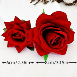 2 stuks haarspelden rozen groot en klein rood