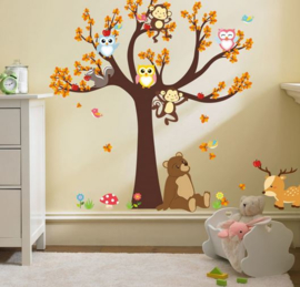 Muursticker boom met dieren