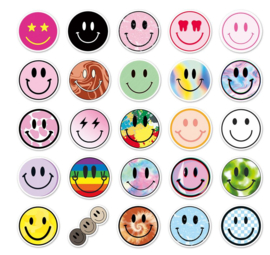 50 stuks stickers Smiley multicolor 5.5 - 8.5 cm