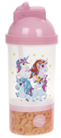 2 stuks Unicorn - eenhoorn drinkbeker met snackvakje blauw en roze