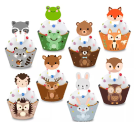 8 stuks cupcake omslagen dieren