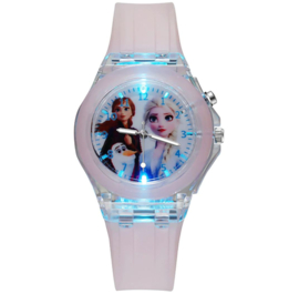 Lichtgevende horloge Frozen roze