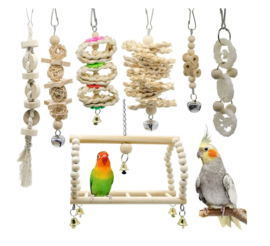 7 stuks vogel speelgoed naturel voor parkieten - kleine vogels