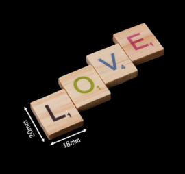 100 stuks houten scrabble letters - gekleurde letters