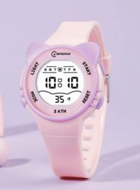 Digitale kinderhorloge roze met oortjes