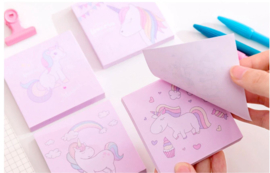 4 stuks plak notitieblokjes 7,5 cm - post-it - eenhoorn / unicorn