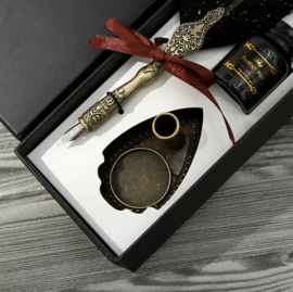 Engelse kalligrafieset veer zwart in giftbox