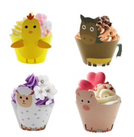 12 stuks cupcake omslagen boerderij dieren