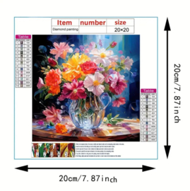 Diamond Painting vaas met bloemen 20x20cm - hobbypakket