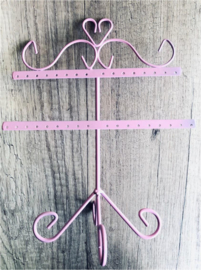 Metalen oorbellen display roze 26x22 cm