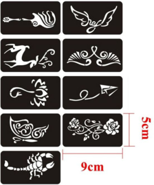 40 Stuks Tattoo Stencils + 3 stuks Henna tattoo pasta