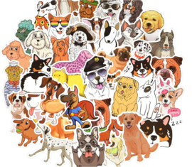 50 stuks stickers honden 4 tot 8 cm