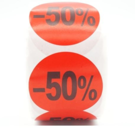 Korting stickers 50 % - 500 stuks
