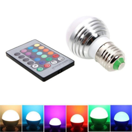 Led verlichting - RGB led lamp - Dimbaar - 16 kleuren - 5W - E27 - Voor de ideale sfeer