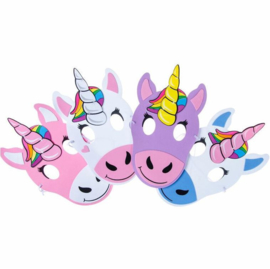 4 verschillende foam maskers unicorn - eenhoorn