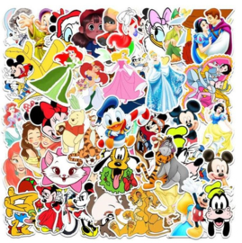 50 stuks stickers Disney figuren 4 tot 8 cm