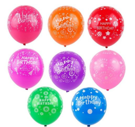 20 stuks ballonnen Happy Birthday multicolor 12 inch