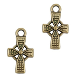 18 stuks metalen bedels/charm cross Antiek brons (nikkelvrij)