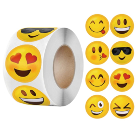 500 stuks emoji stickers 2,5 cm op rol