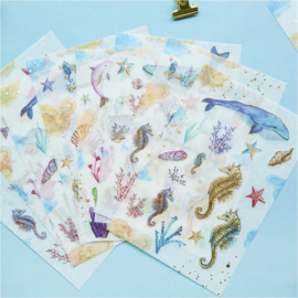 3 velletjes washi stickers zeedieren