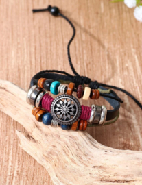 Multilayer armband met ronde ornament