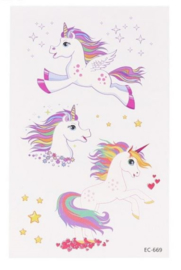 3 velletjes tattoo stickers Unicorn - eenhoorn