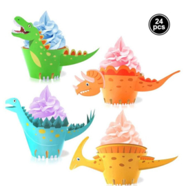 24 stuks cupcake omslagen dinosaurussen