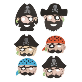 6 stuks stoere foam piraten maskers