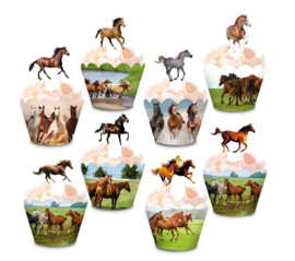 16 stuks cupcake omslagen paarden