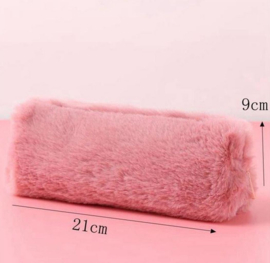 Fluffy etui oud roze 21x9 cm