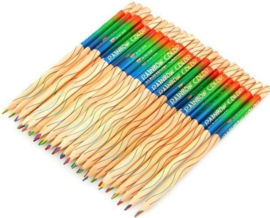 12 stuks houten regenboog potloden
