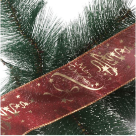 2 meter kerst lint Merry Christmas rood/goud 6.3 cm breed