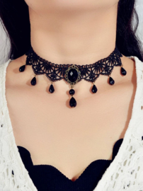 Choker met kant zwart