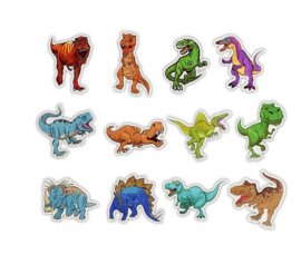 50 stuks dinosaurus stickers 3x7 cm