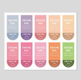 10 vellen thank You - verpakking stickers - 100 stickers