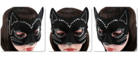 Party masker kat zwart met glitter