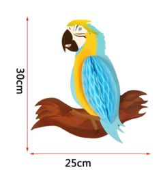 3 stuks papegaaien feestdecoratie honinggraat Ara en Kaketoe