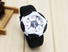 Kinderhorloge voetbal zwart/wit